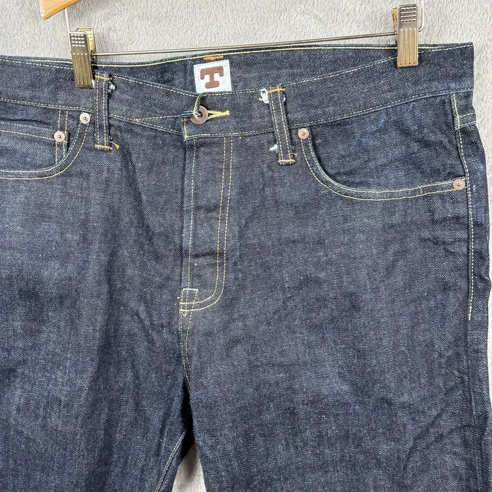 Tellason Straight Taper Jeans Size 35 Selvedge Kaihara Made USA Dark Wash Indigo